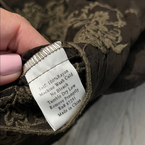 Johnny Was Chocolate Brown Blouse with Embroidery Size Small - Picture 11 of 11